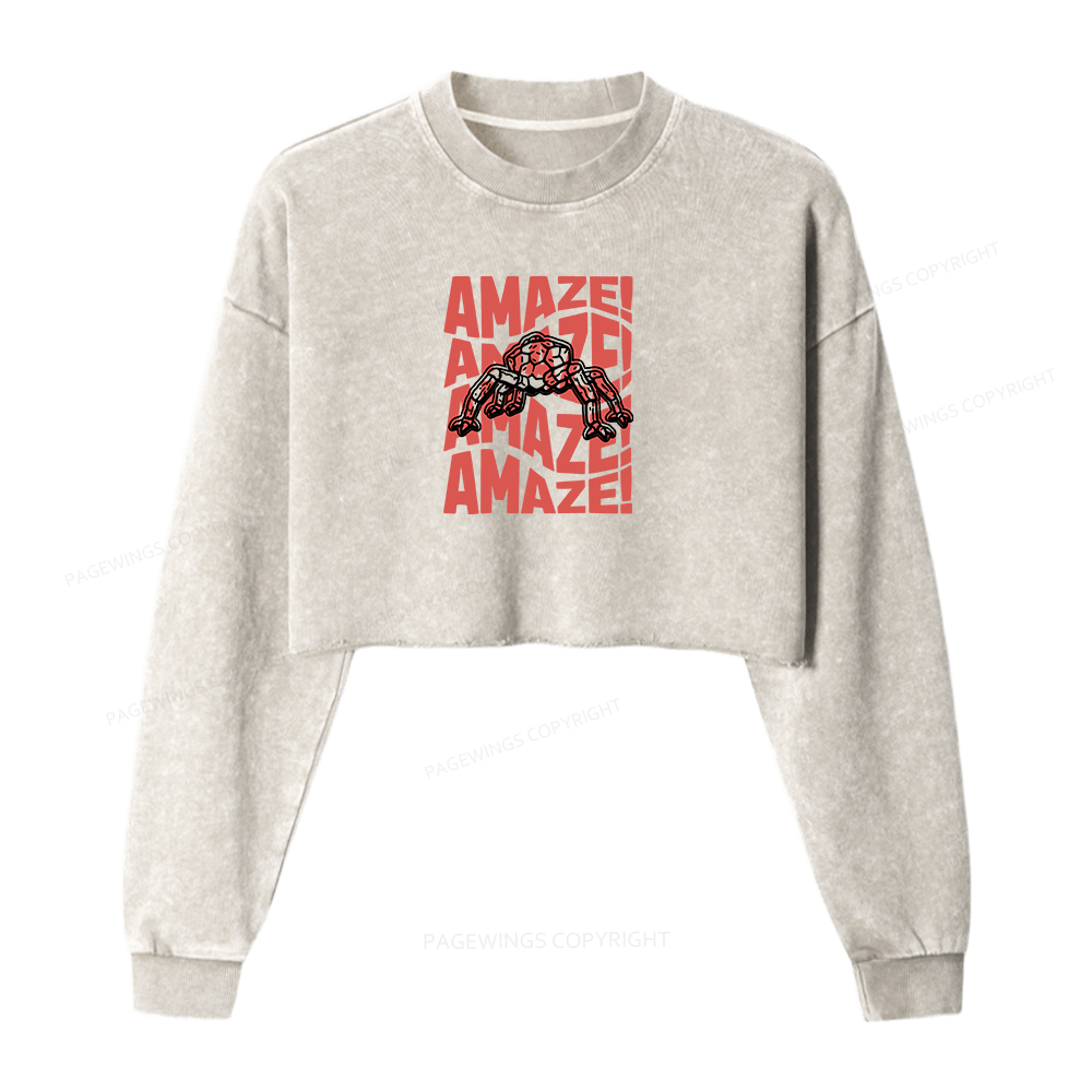 Pagewings Sci-Fi Book Lover Washed Crop Sweatshirt