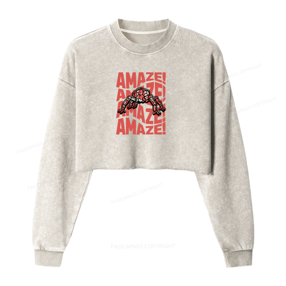 Pagewings Sci-Fi Book Lover Washed Crop Sweatshirt