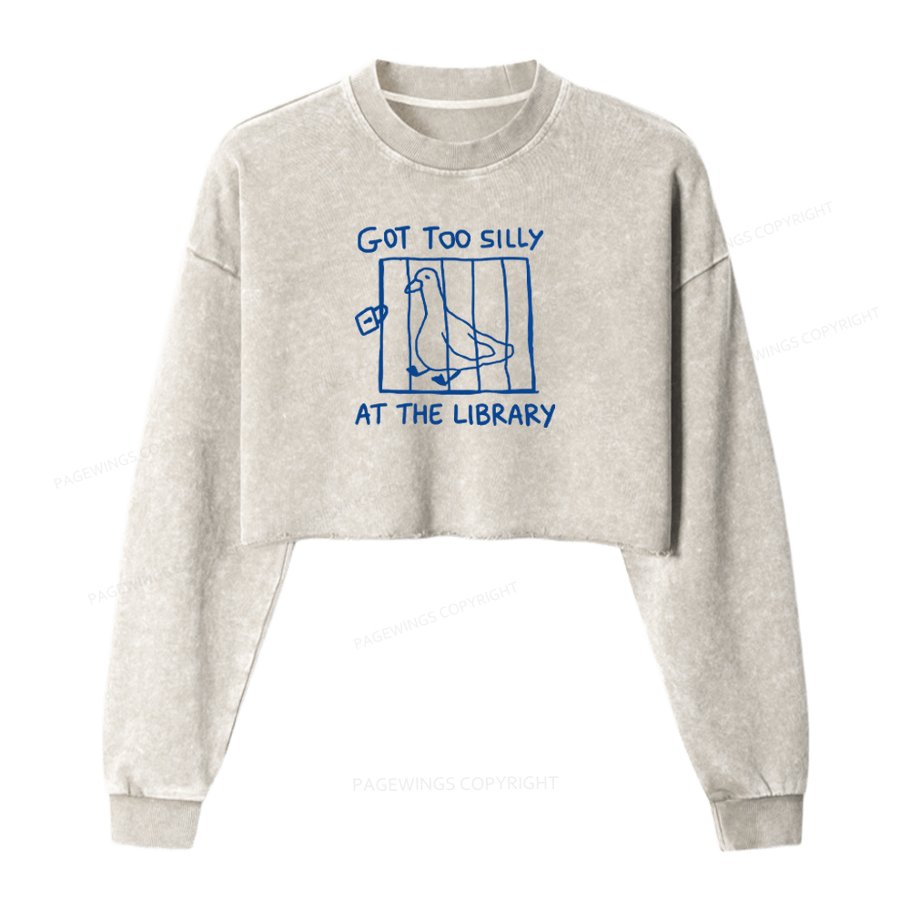 Pagewings Got Too Silly At The Library Washed Crop Sweatshirt
