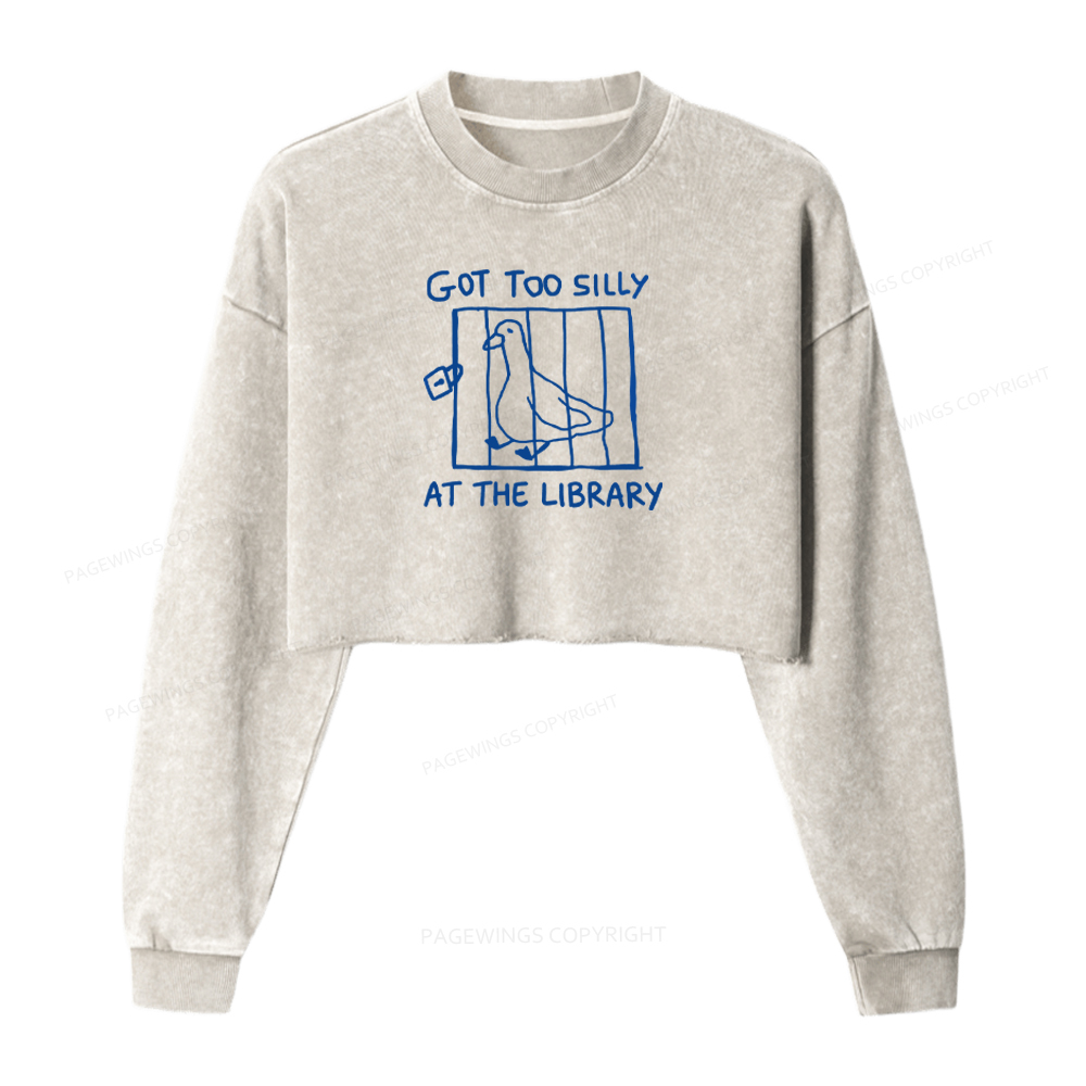 Pagewings Got Too Silly At The Library Washed Crop Sweatshirt