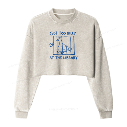 Pagewings Got Too Silly At The Library Washed Crop Sweatshirt