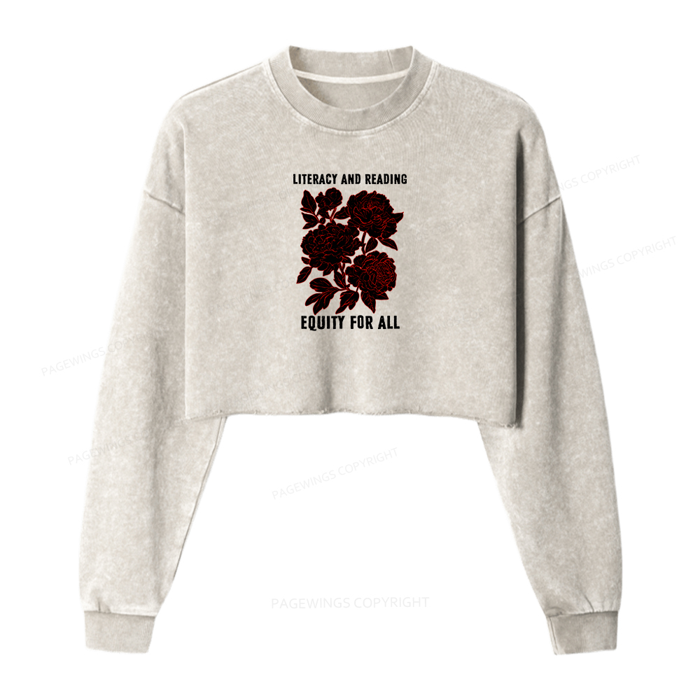 Pagewings Literacy and Reading Equity For All Washed Crop Sweatshirt