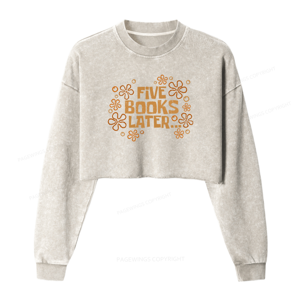 Pagewings Five Books Later Washed Crop Sweatshirt