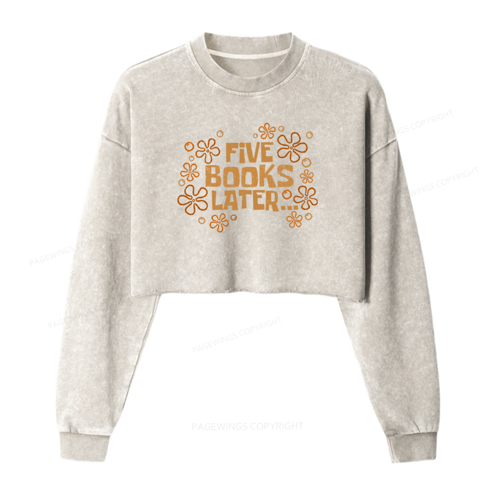Pagewings Five Books Later Washed Crop Sweatshirt