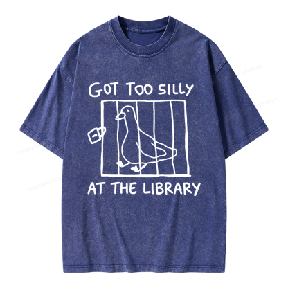 Pagewings Got Too Silly At The Library Unisex Washed T-shirt