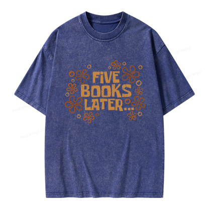 Pagewings Five Books Later Unisex Washed T-shirt