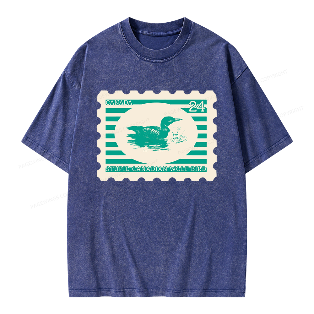 Pagewings Stupid Canadian Wolf Bird Unisex Washed T-shirt