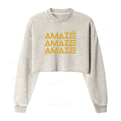 Pagewings Space Quote Amaze Washed Crop Sweatshirt