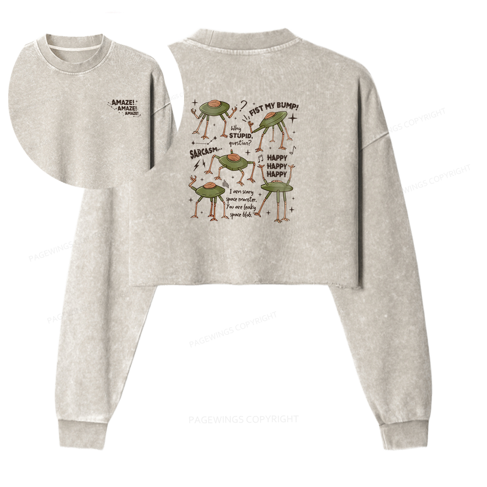 Pagewings Fantasy Bookish Rocky Amaze Washed Crop Sweatshirt