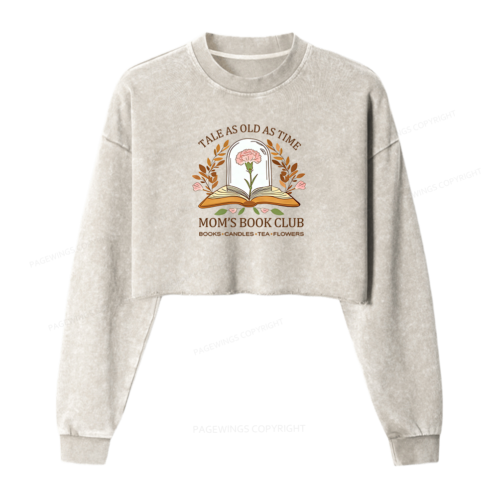 Pagewings Mom's Book Club Washed Crop Sweatshirt