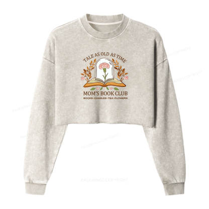 Pagewings Mom's Book Club Washed Crop Sweatshirt