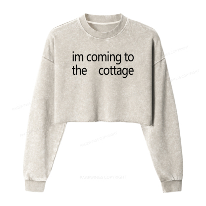 Pagewings Im Coming To The Cottage Washed Crop Sweatshirt
