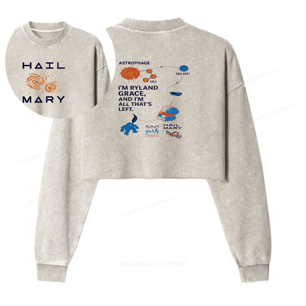 Pagewings Scifi Reader Washed Crop Sweatshirt