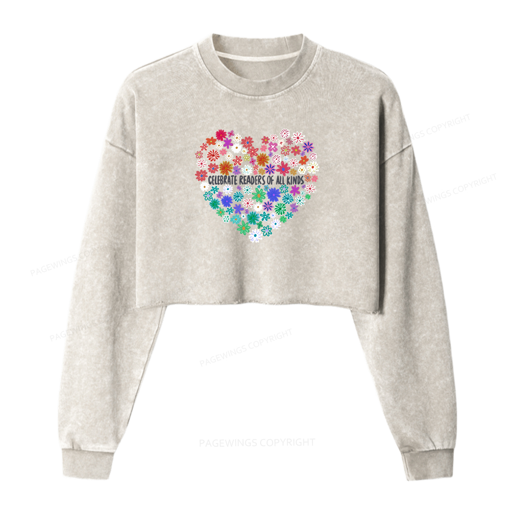 Pagewings Celebrate Readers of All Kinds Washed Crop Sweatshirt