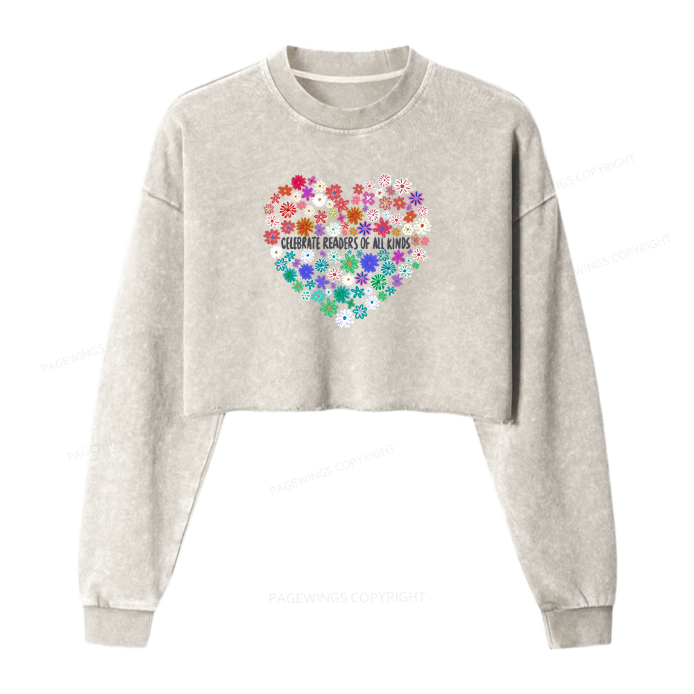 Pagewings Celebrate Readers of All Kinds Washed Crop Sweatshirt