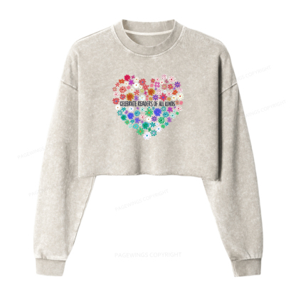 Pagewings Celebrate Readers of All Kinds Washed Crop Sweatshirt