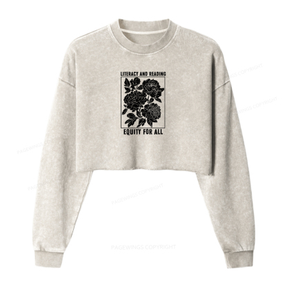Pagewings Literacy and Reading Equity For All Washed Crop Sweatshirt