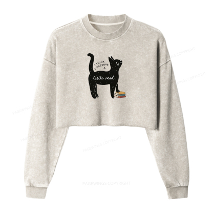 Pagewings Little Read Washed Crop Sweatshirt