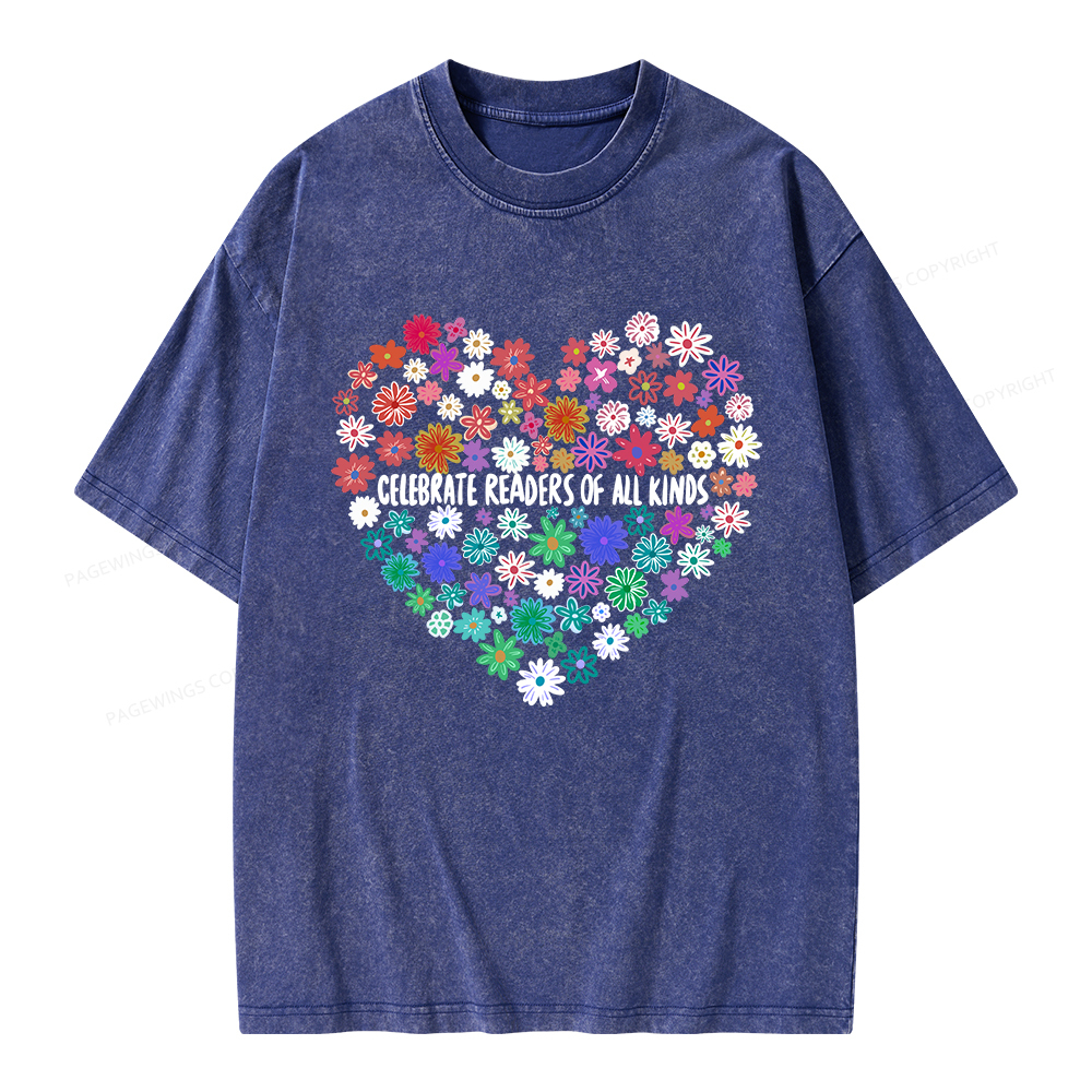 Pagewings Celebrate Readers of All Kinds Unisex Washed T-shirt