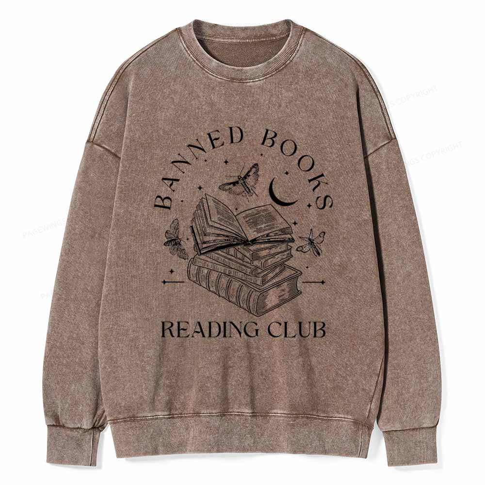 Pagewings Banned Book Reading Club Shirt Unisex Washed Sweatshirt