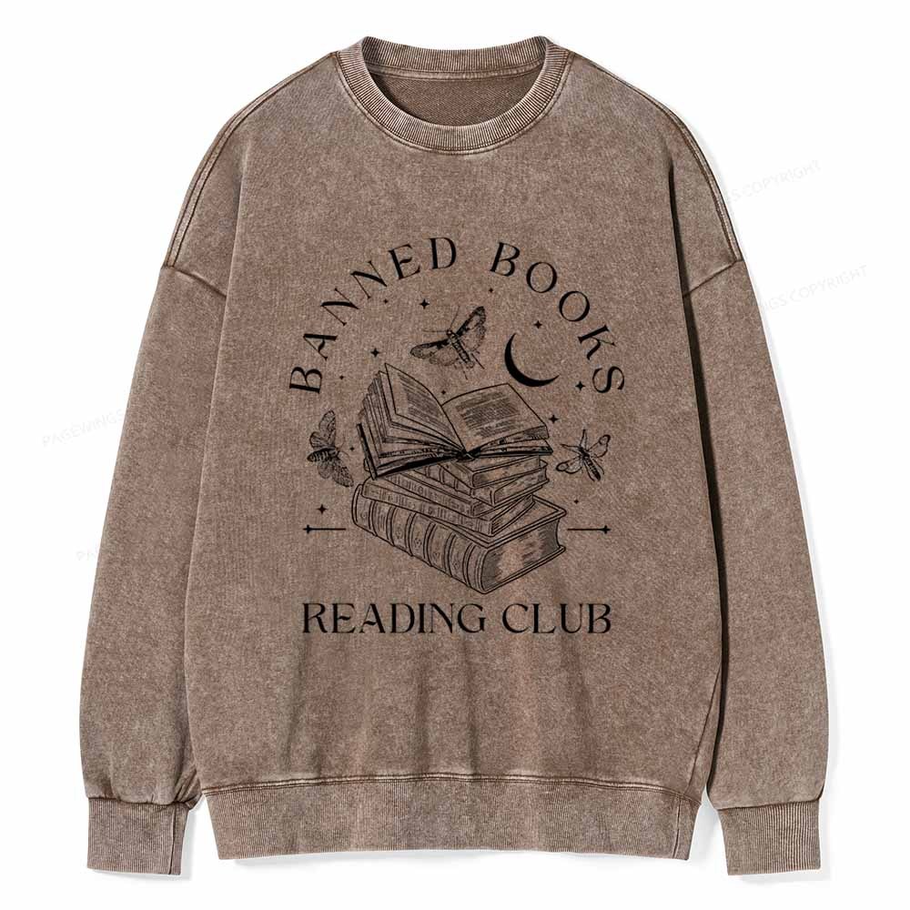 Pagewings Banned Book Reading Club Shirt Unisex Washed Sweatshirt
