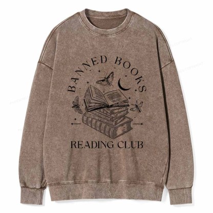 Pagewings Banned Book Reading Club Shirt Unisex Washed Sweatshirt