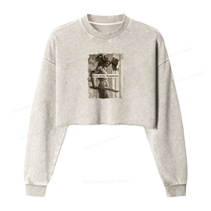Pagewings Girls Write Themselves Washed Crop Sweatshirt