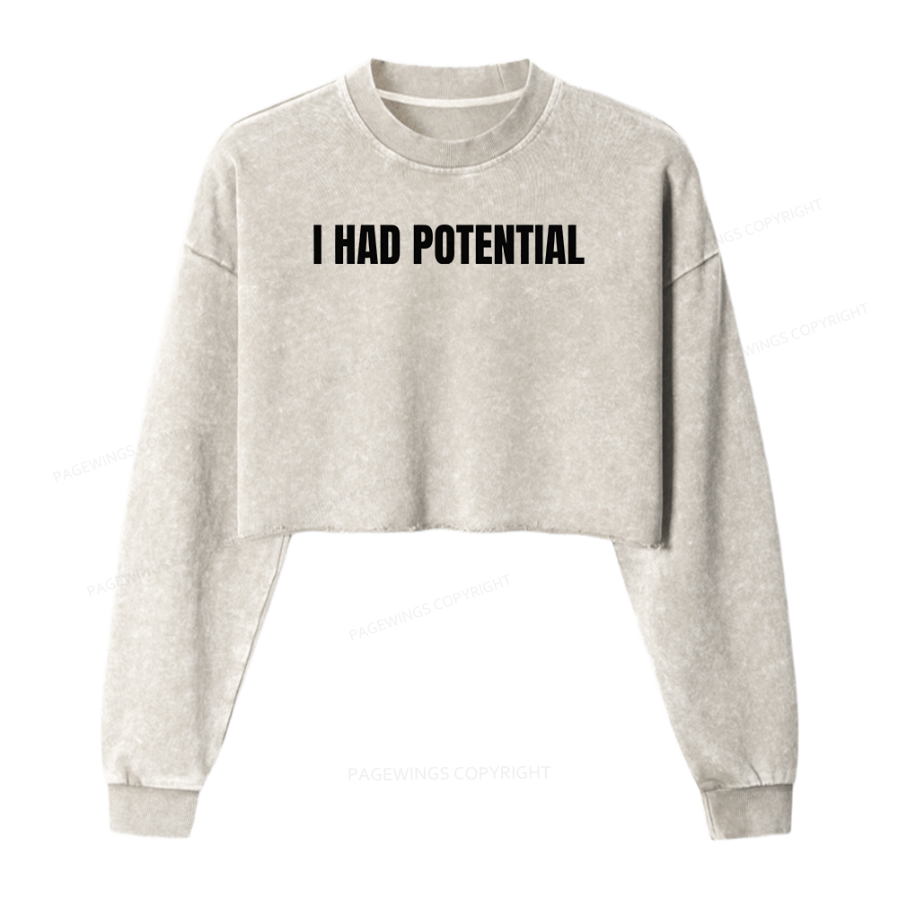 Pagewings I Had Potential Washed Crop Sweatshirt
