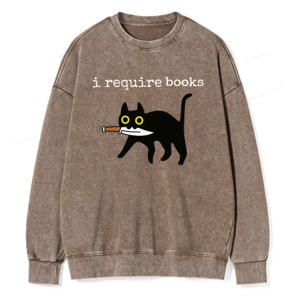 Pagewings I Require Books Unisex Washed Sweatshirt