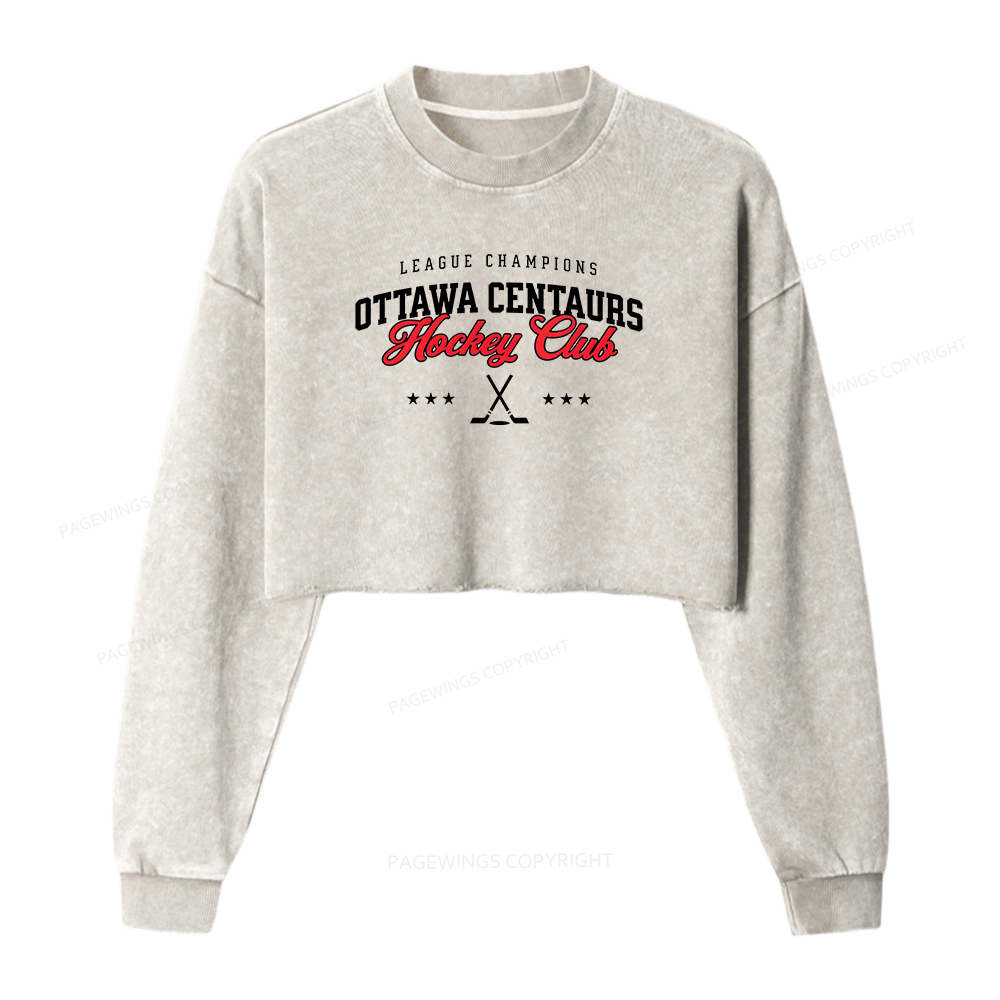 Pagewings Hockey Club Washed Crop Sweatshirt