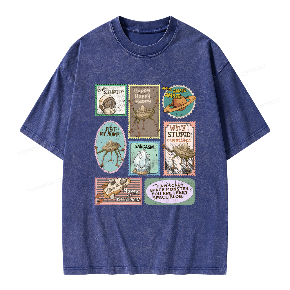 Pagewings Amaze Retro Sci-Fi Unisex Washed T-shirt