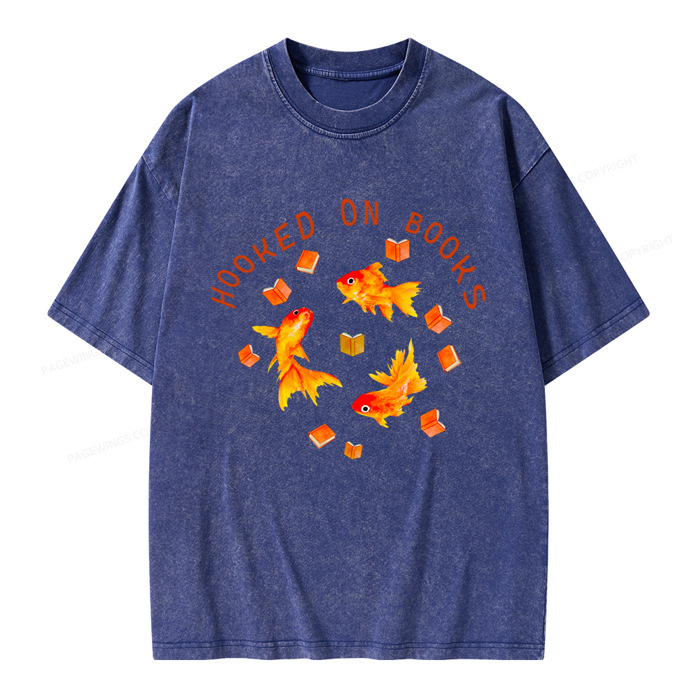 Pagewings Hooked On Books Unisex Washed T-shirt