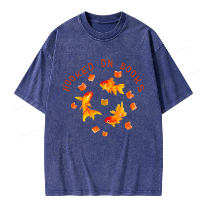Pagewings Hooked On Books Unisex Washed T-shirt