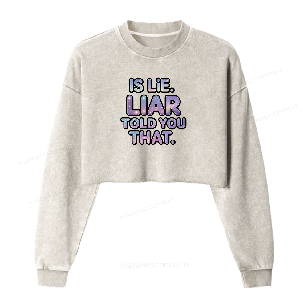 Pagewings Is Lie Liar Told You That Washed Crop Sweatshirt