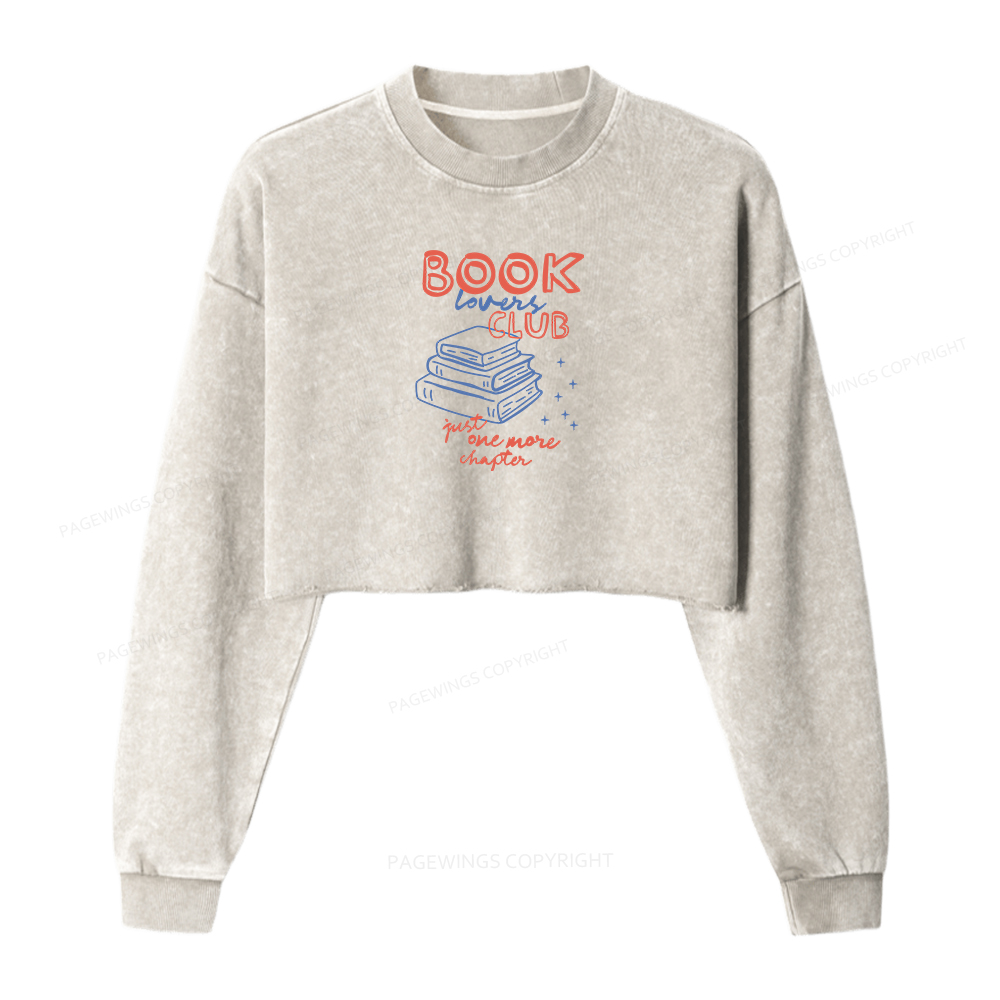 Pagewings Book Lovers Book Club Washed Crop Sweatshirt