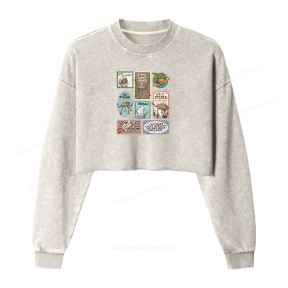 Pagewings Amaze Retro Sci-Fi Washed Crop Sweatshirt