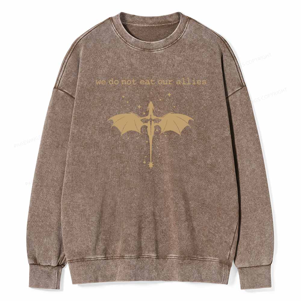 Pagewings We Do Not Eat Our Allies Unisex Washed Sweatshirt