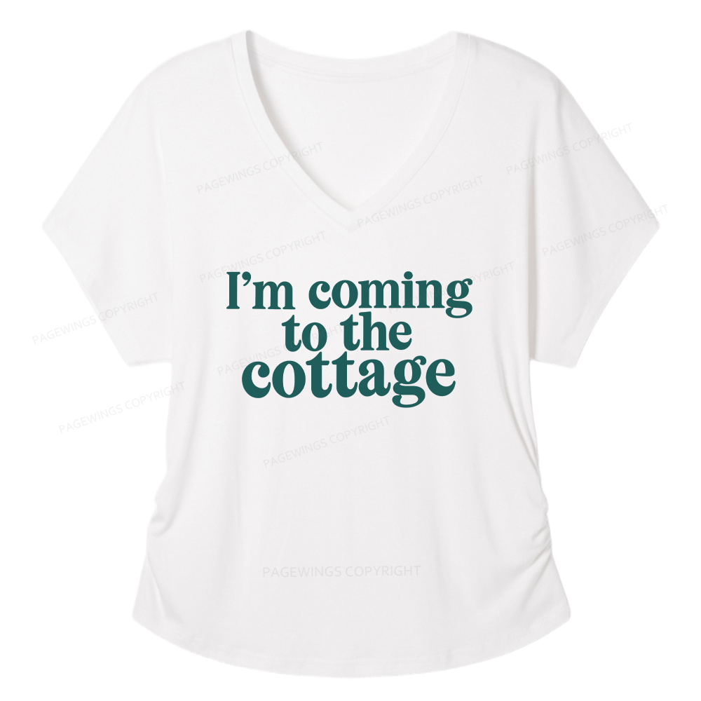 Pagewings I'm Coming To The Cottage Soft Women's Modal V-neck T-shirt  