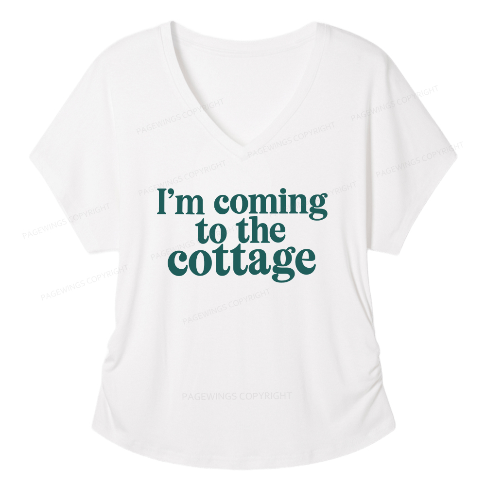 Pagewings I'm Coming To The Cottage Soft Women's Modal V-neck T-shirt  