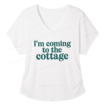 Pagewings I'm Coming To The Cottage Soft Women's Modal V-neck T-shirt  