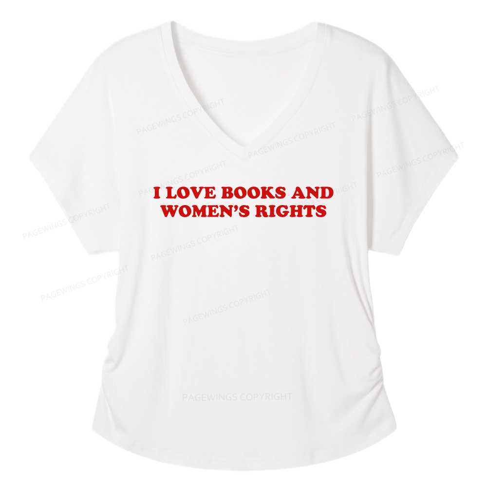 Pagewings I Love Books And Women's Rights Soft Women's Modal V-neck T-shirt