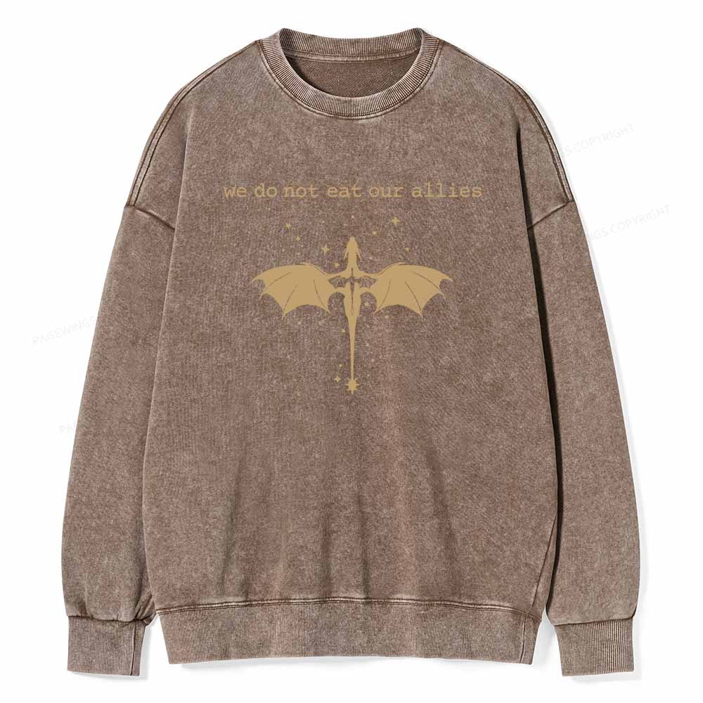 Pagewings We Do Not Eat Our Allies Unisex Washed Sweatshirt