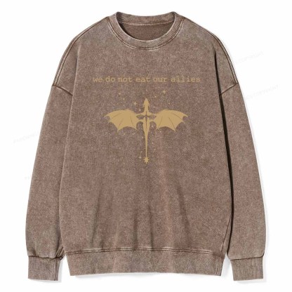 Pagewings We Do Not Eat Our Allies Unisex Washed Sweatshirt