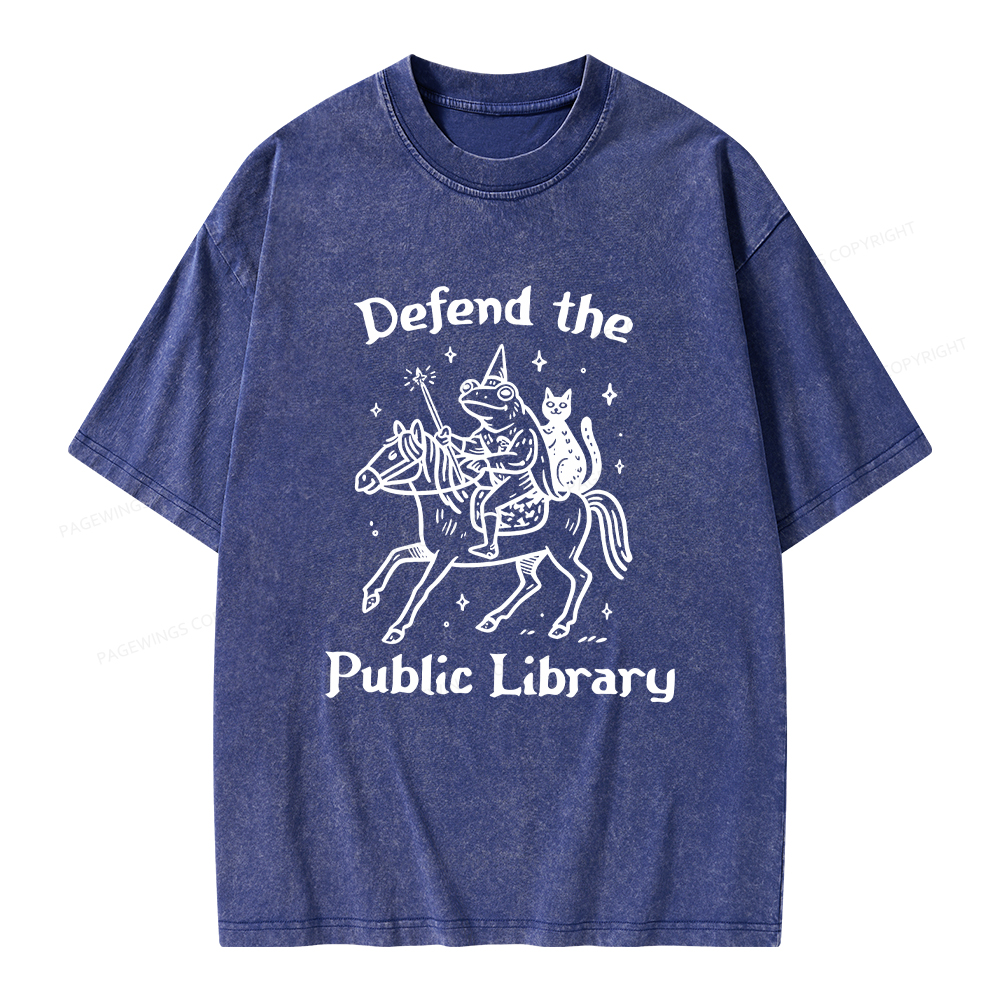 Pagewings Defend The Public Library Unisex Washed T-shirt
