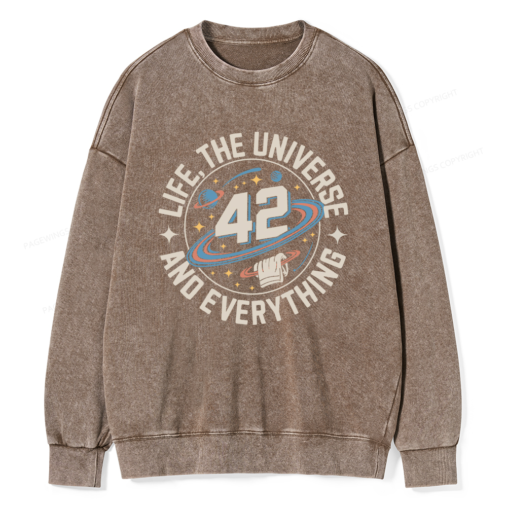 Pagewings Life The Universe And Everything Unisex Washed Sweatshirt
