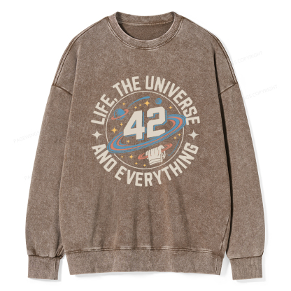 Pagewings Life The Universe And Everything Unisex Washed Sweatshirt
