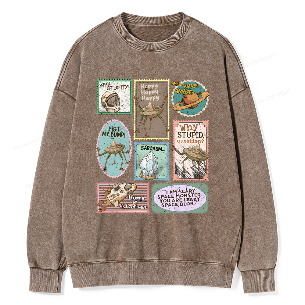 Pagewings Amaze Retro Sci-Fi Unisex Washed Sweatshirt