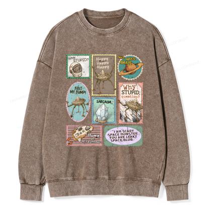 Pagewings Amaze Retro Sci-Fi Unisex Washed Sweatshirt