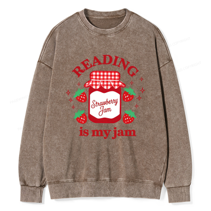 Pagewings Valentines Day Reading is My Jam Unisex Washed Sweatshirt