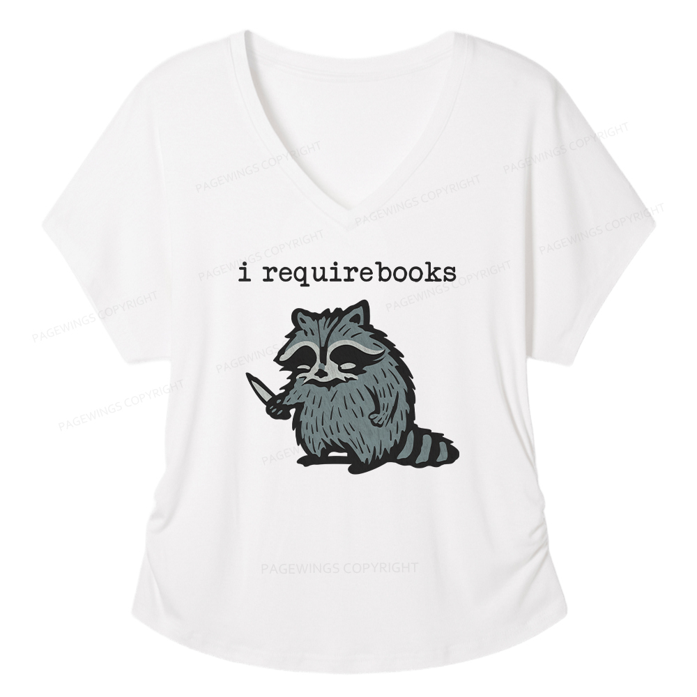 Pagewings I Require Books Soft Women's Modal V-neck T-shirt